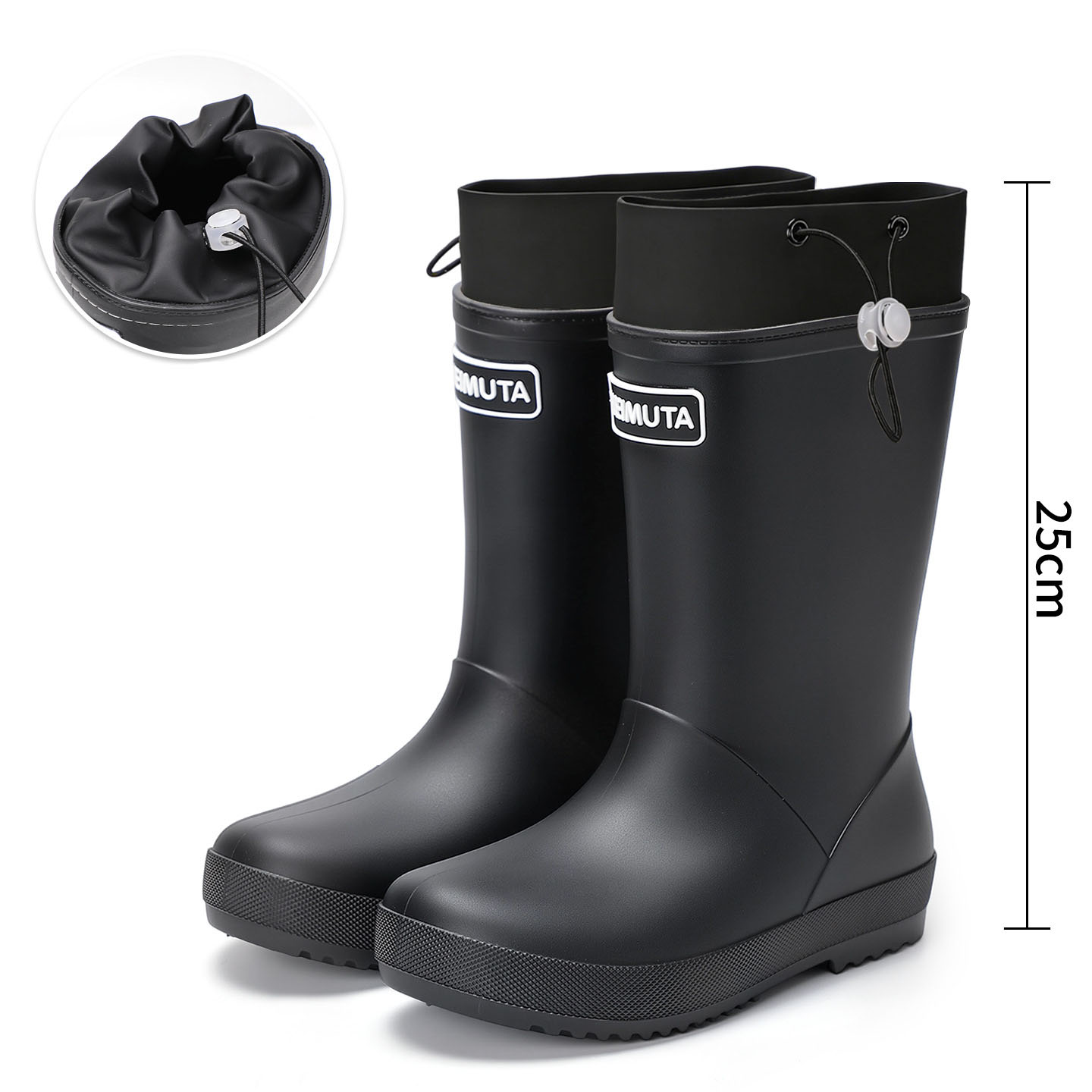 Black waterproof drawstring