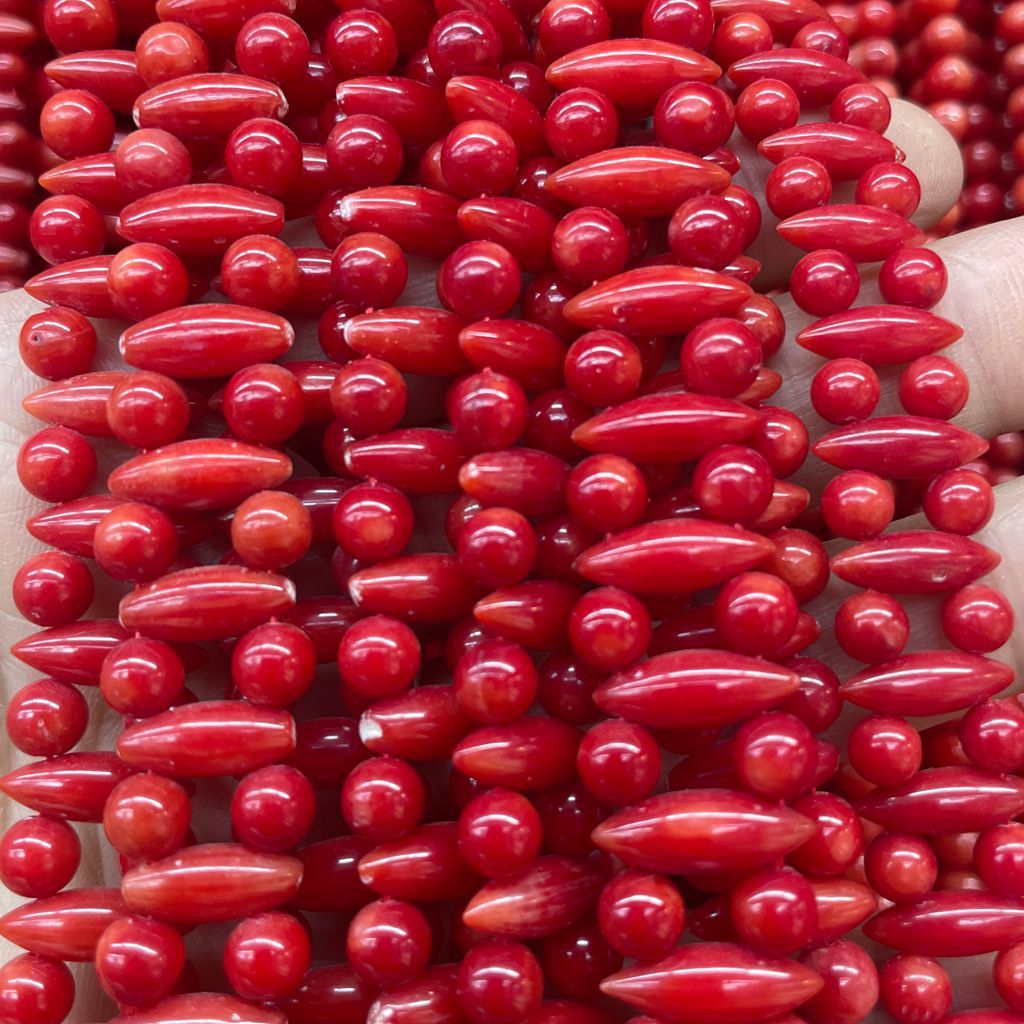 5:Coral double line row horse eye beads