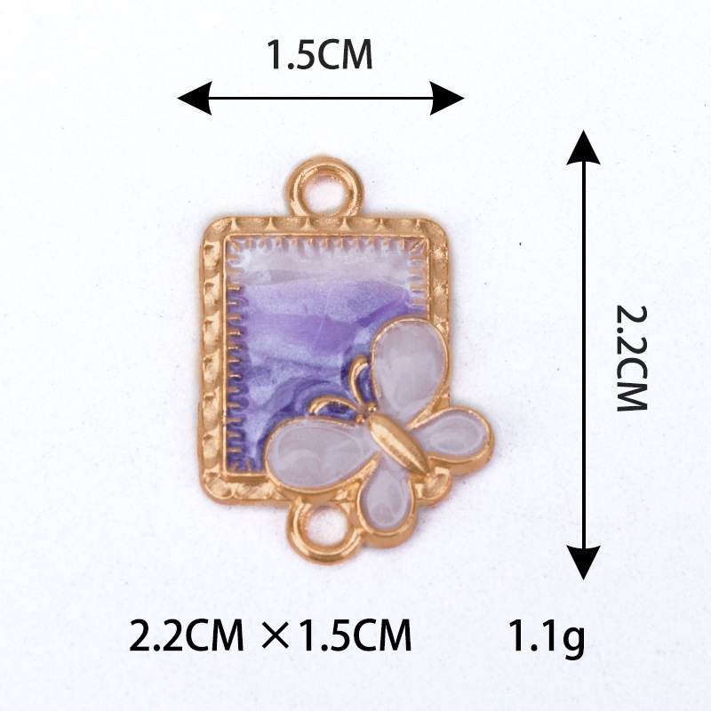 3:Purple and white rectangular butterfly pendant