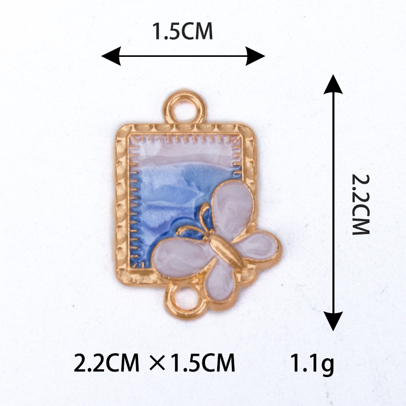 6:Blue and white rectangular butterfly pendant