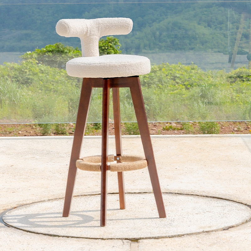 Sitting height 63cm, brown wooden feet   white teddy velvet