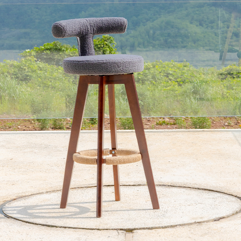 Sitting height 63cm, brown wooden feet   dark gray teddy velvet