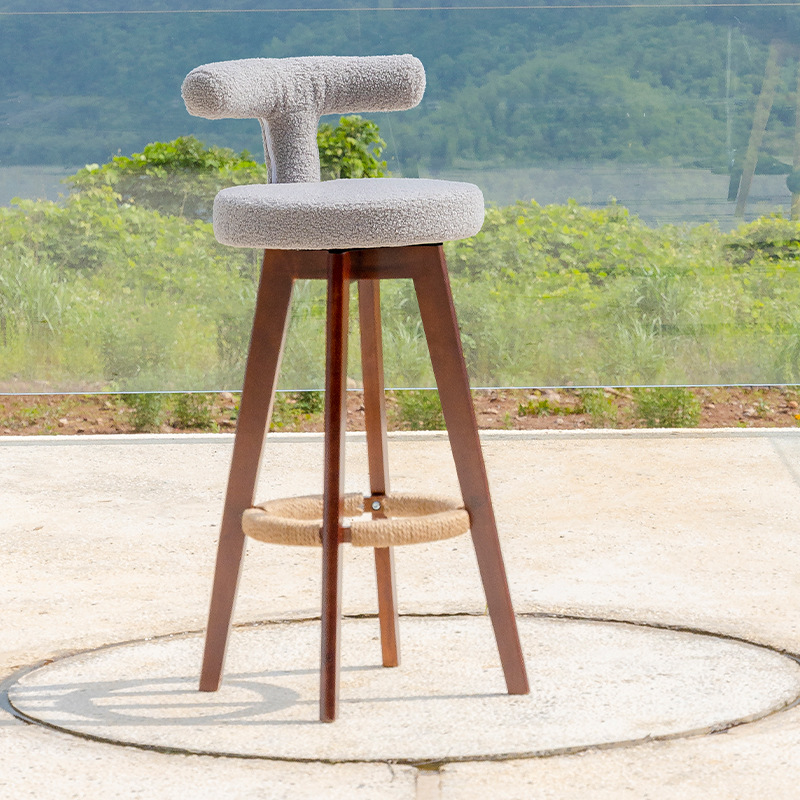 Sitting height 63cm, brown wood feet   light gray teddy velvet