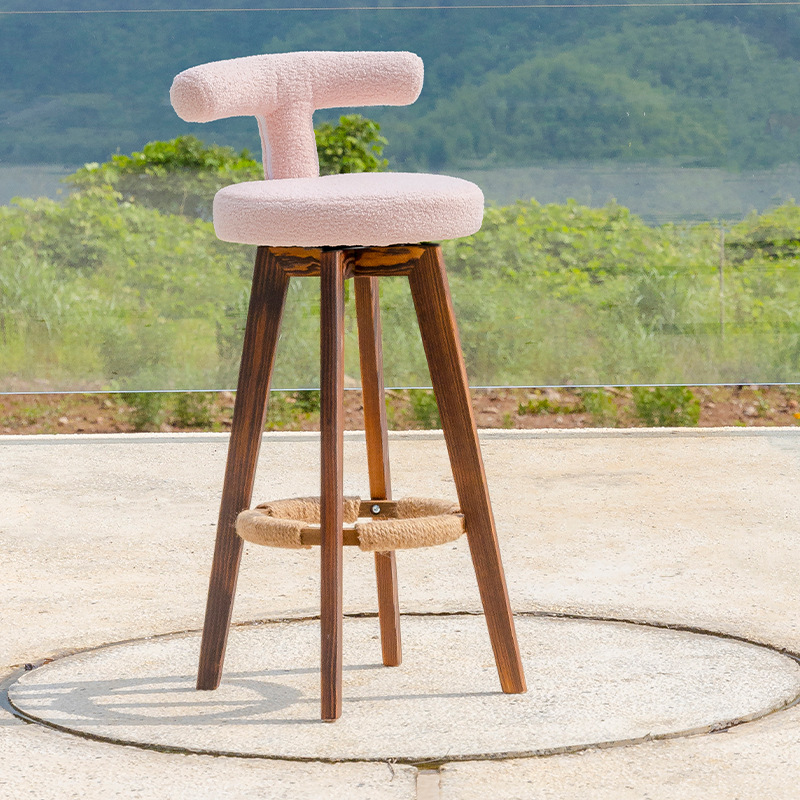 Sitting height 63 carbonized wood feet   light pink teddy velvet