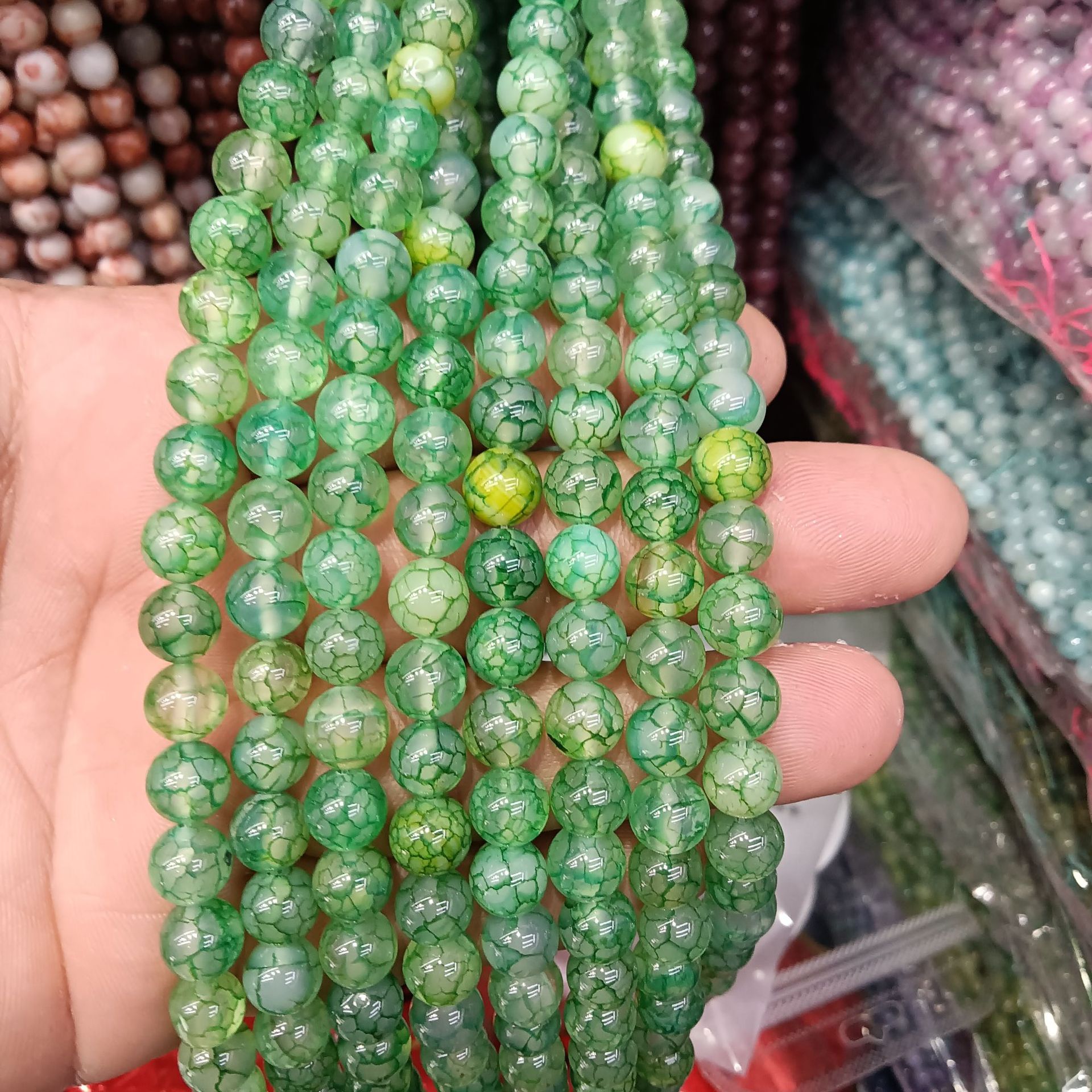 10 flower green porcelain