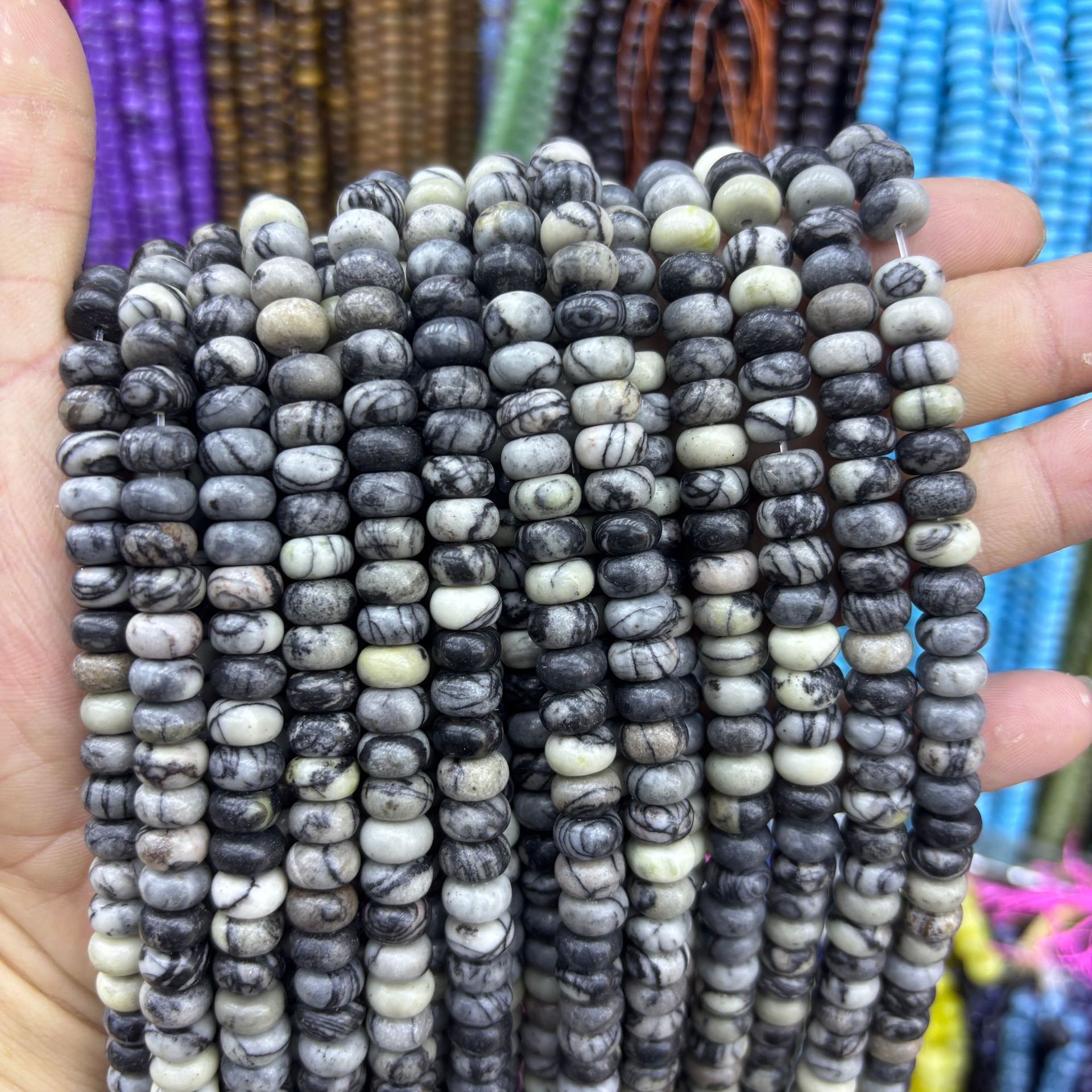 3:Black network abacus beads