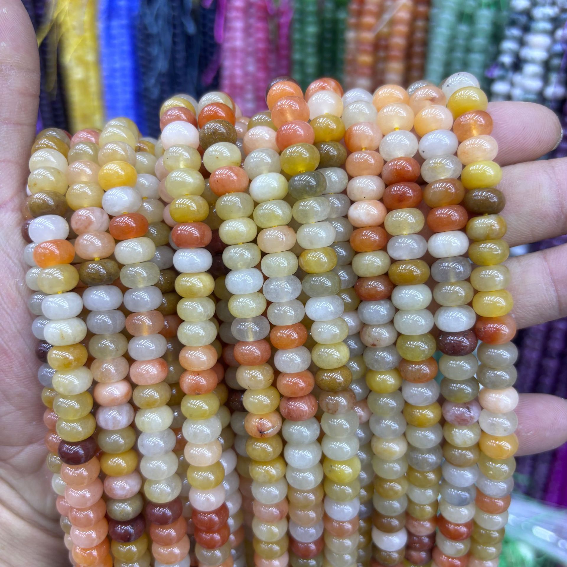 12:Gold silk jade abacus beads