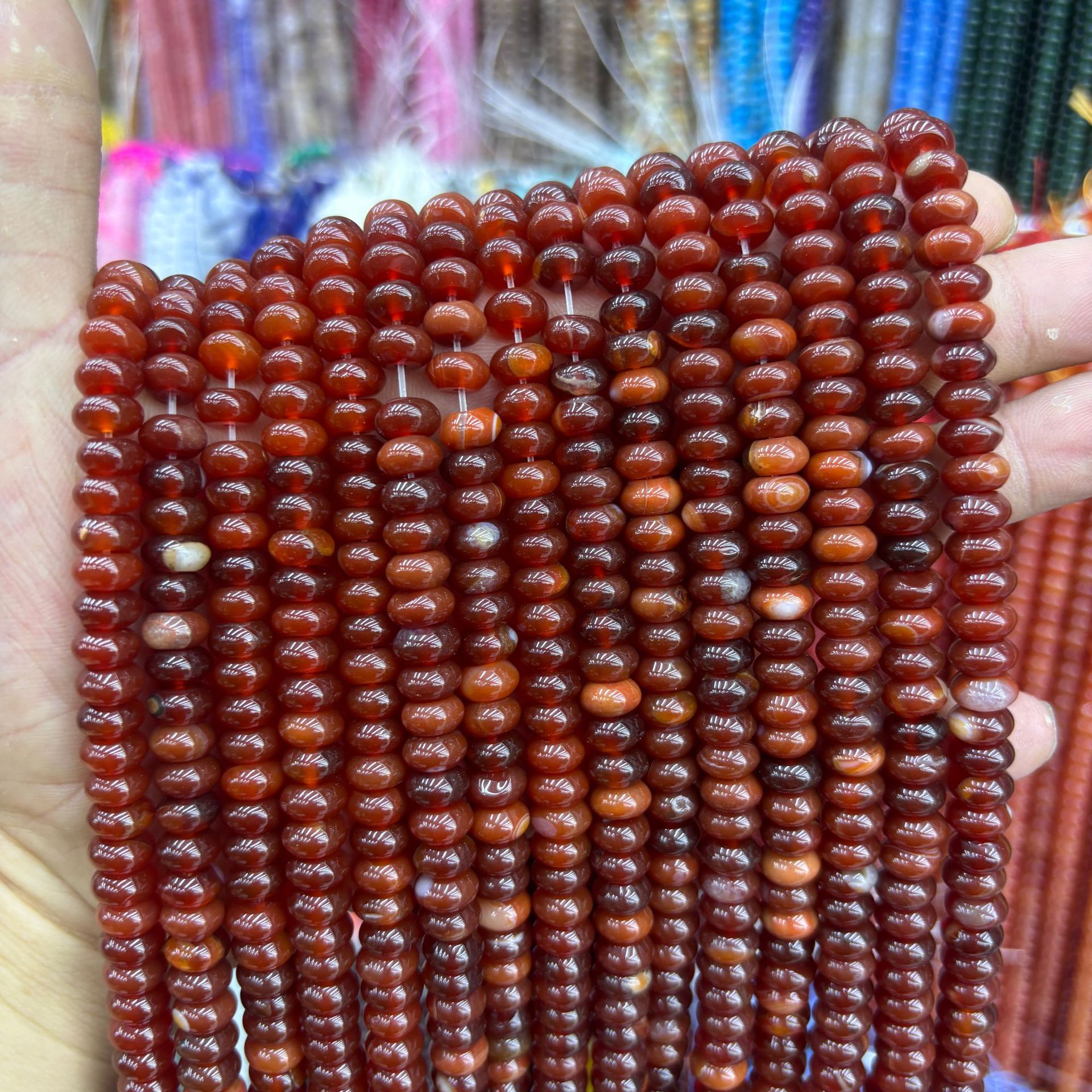 16:Red agate abacus beads
