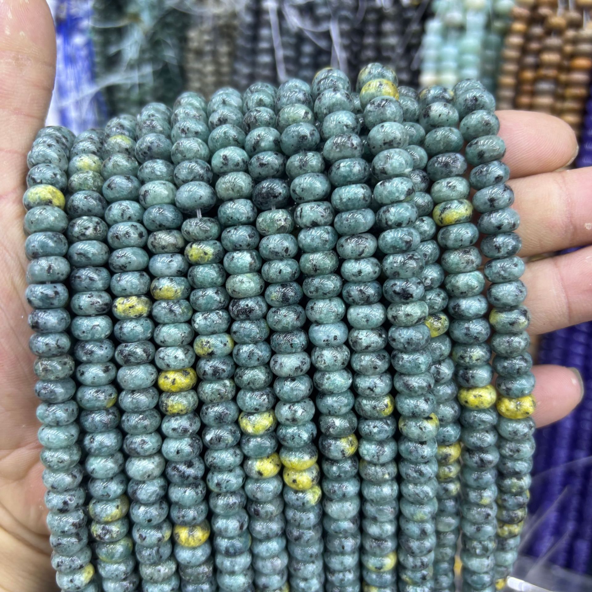 20:Granite green and blue abacus beads