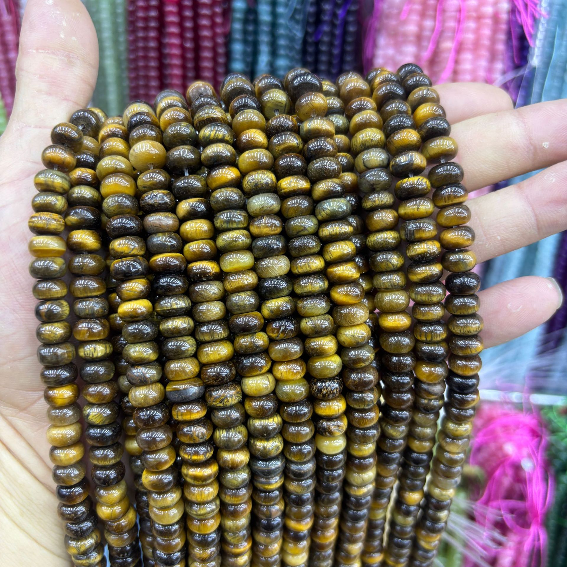 1 Yellow tiger eye abacus beads