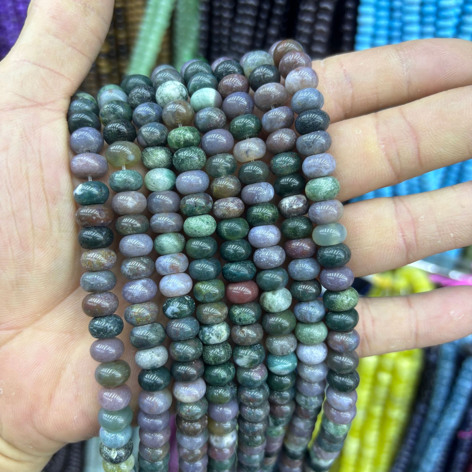 5 Indian agate abacus beads