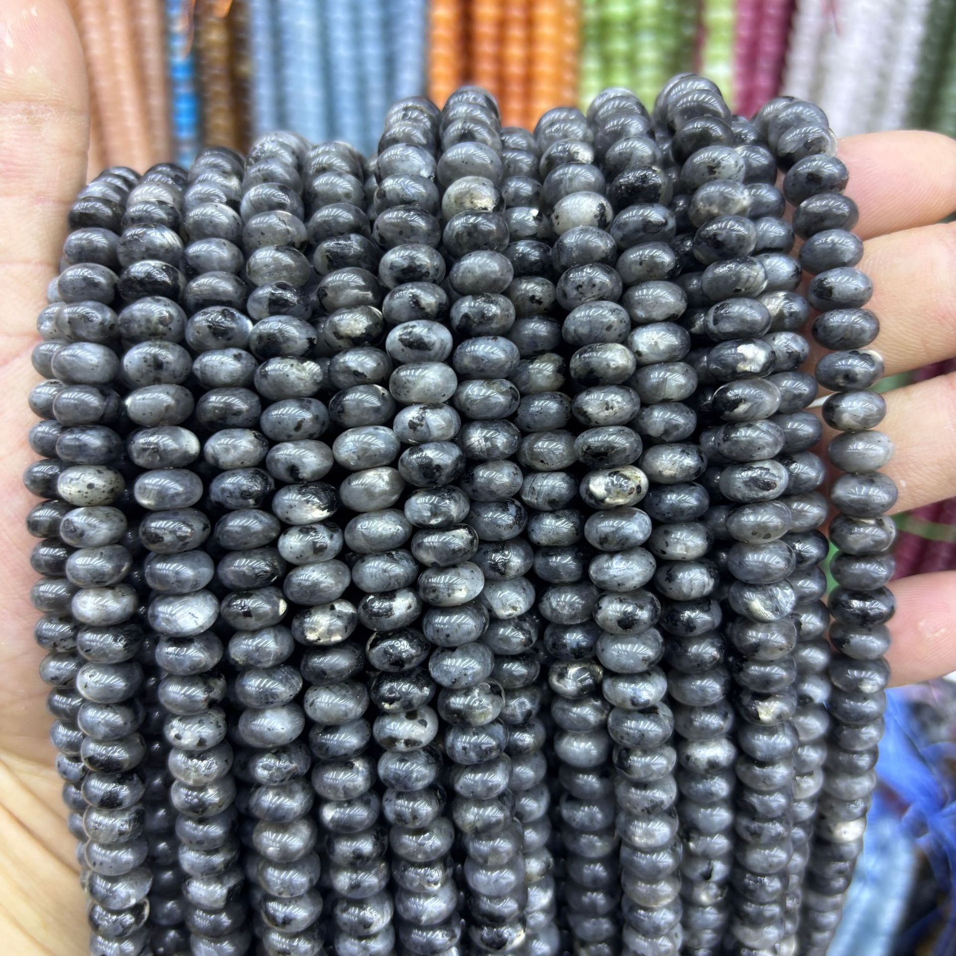 9 Black glitter abacus beads