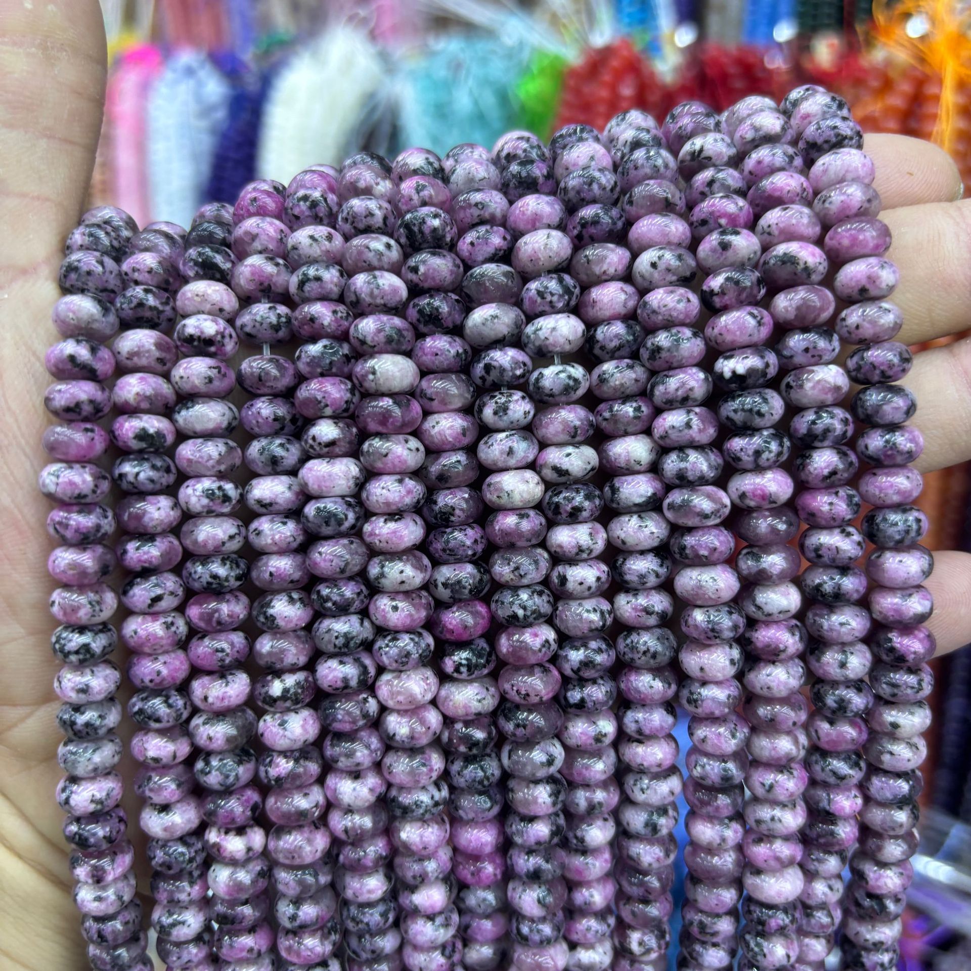 15 Granite purple abacus beads
