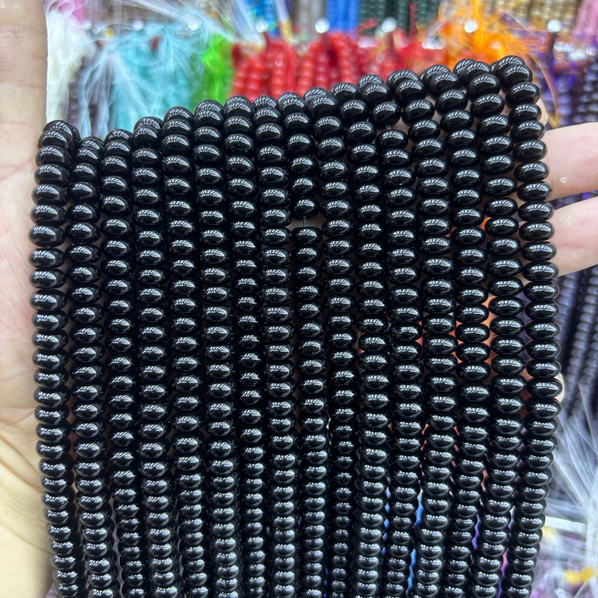 17 Black onyx abacus beads