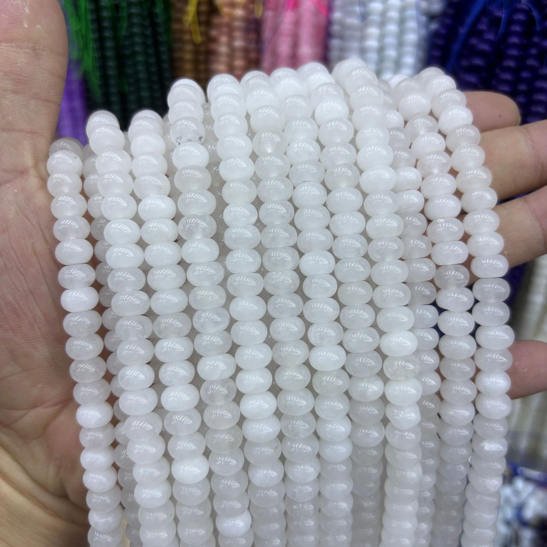 18 White marble abacus beads