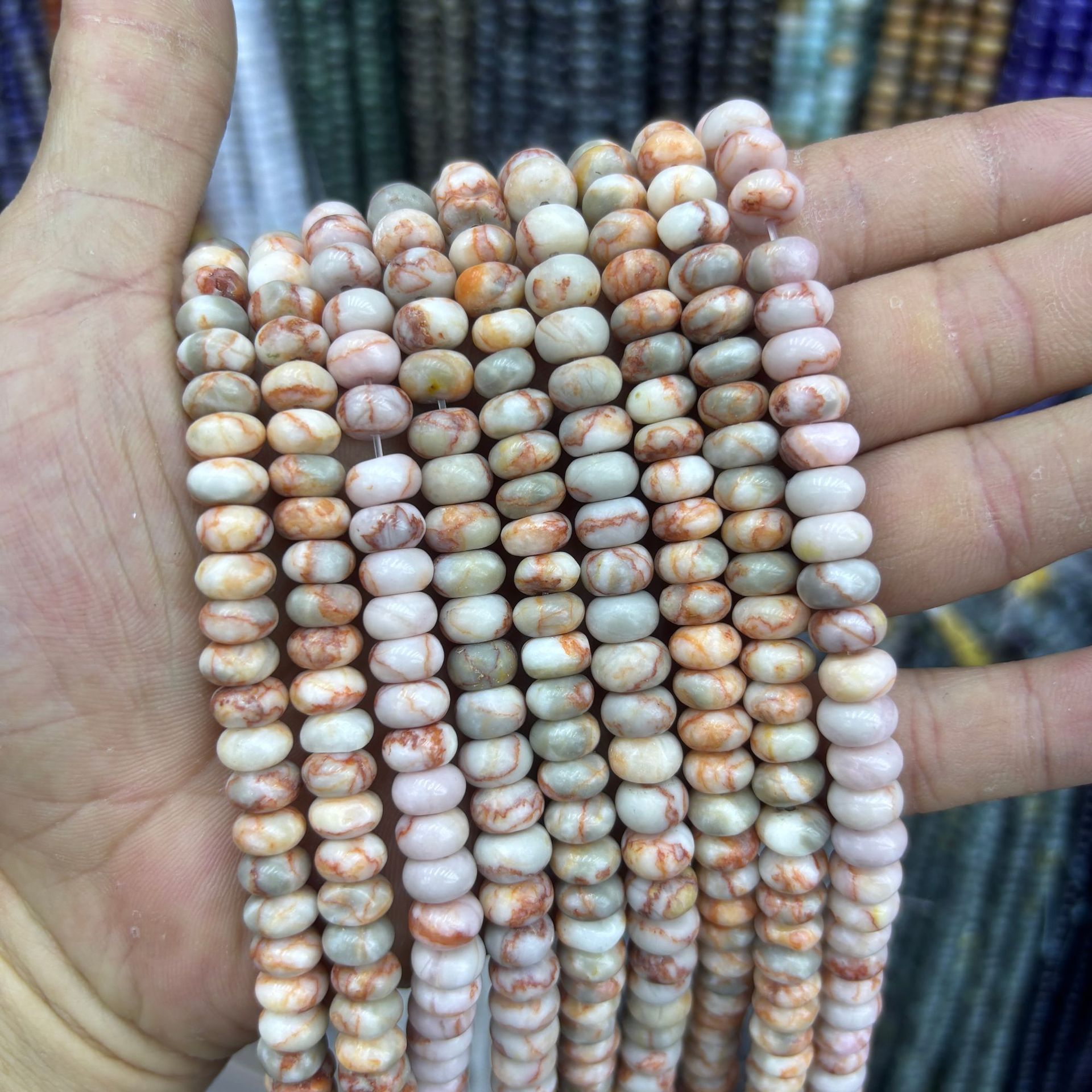 19 Red network abacus beads