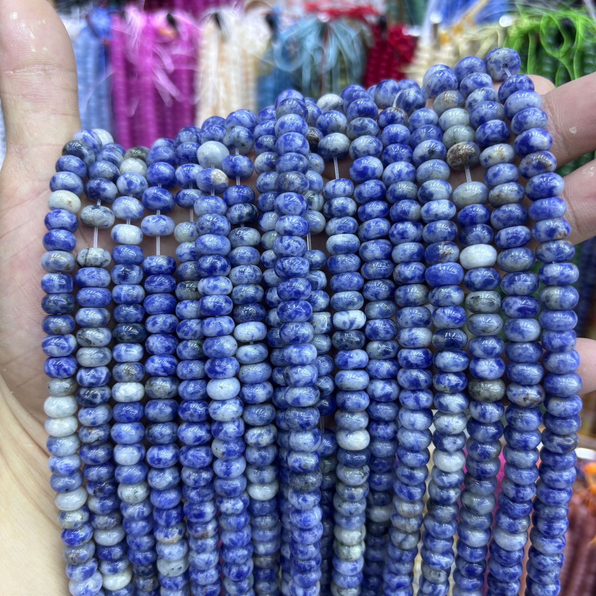 24 Blue dot abacus beads
