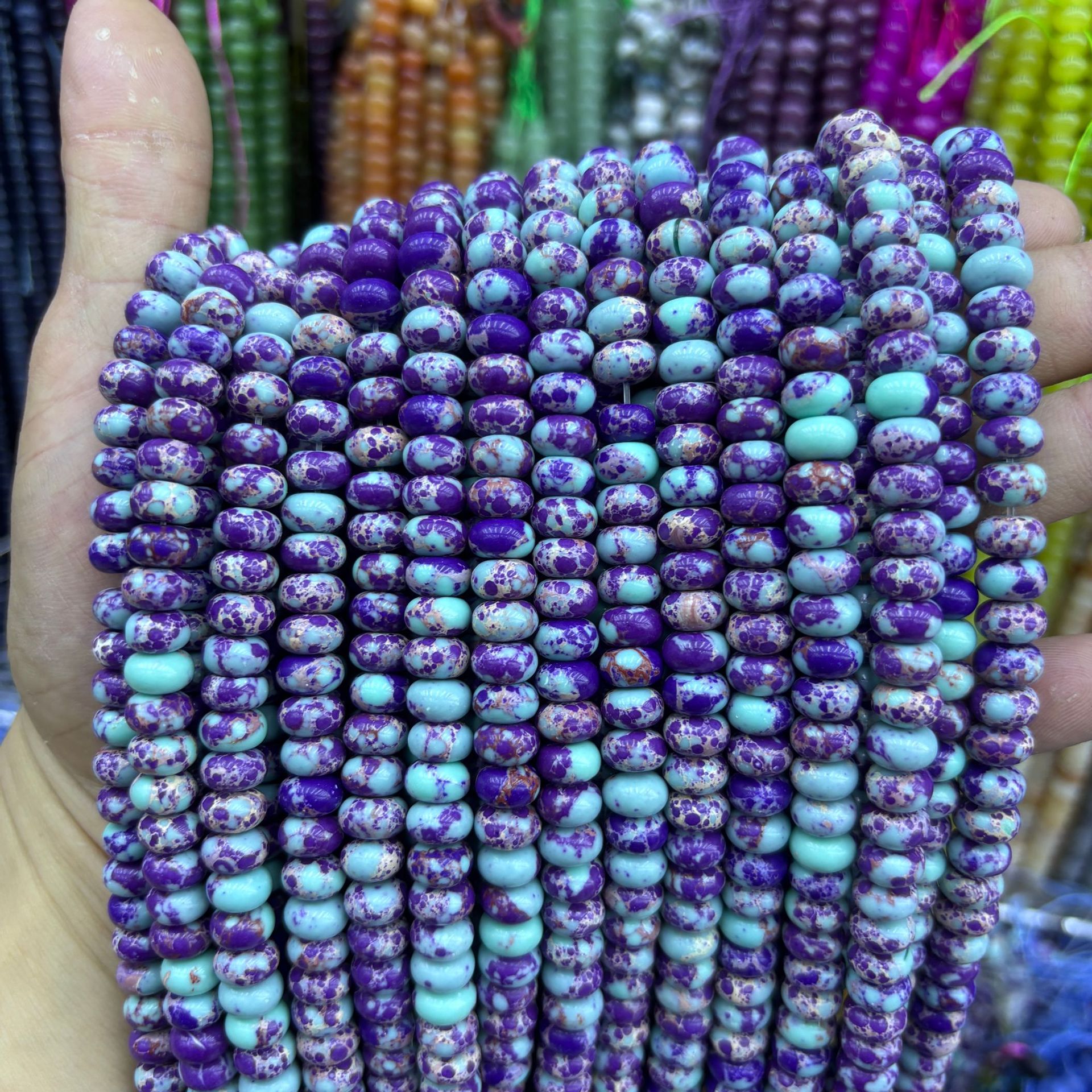 79 Synthetic purple blue pine abacus beads