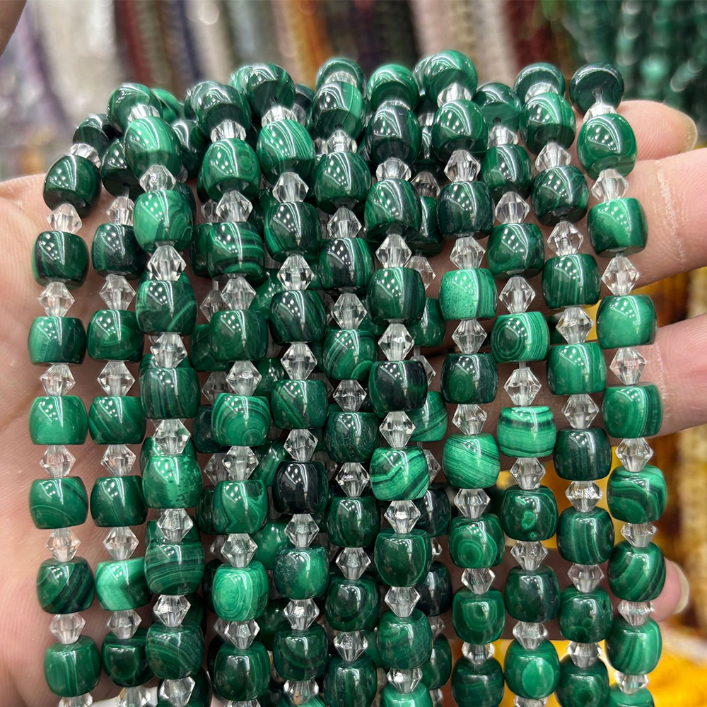 9:30 7x8mm malachite drum beads
