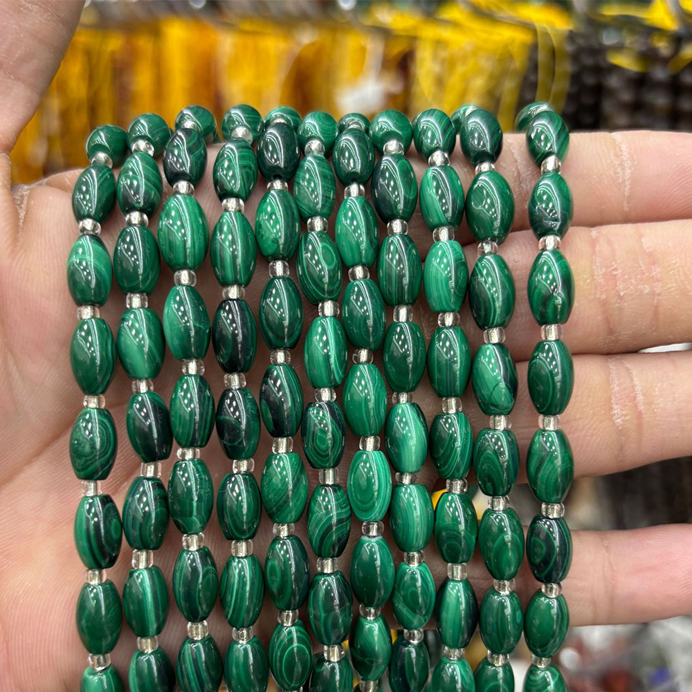 10:6x10mm malachite rice beads 32 pieces