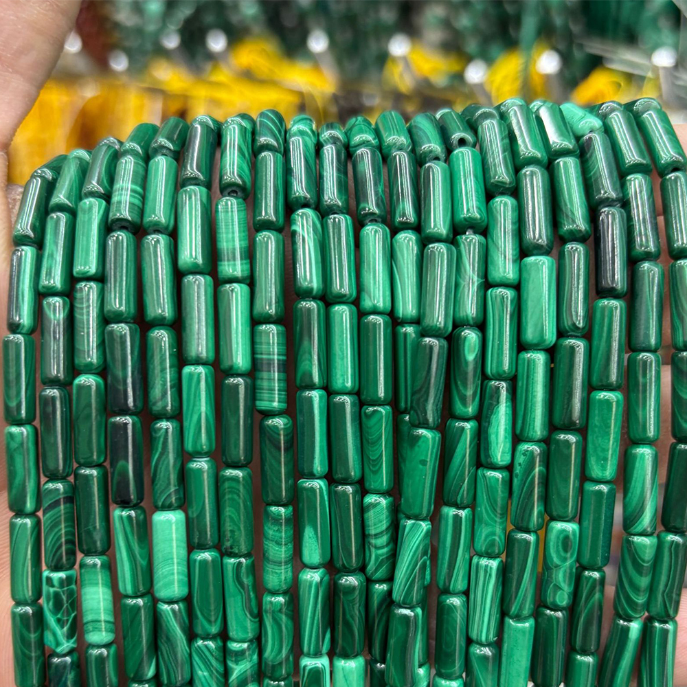 12:4.5x12mm malachite cylinder 32 pieces