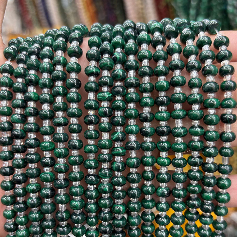 17:4x6mm malachite abacus beads