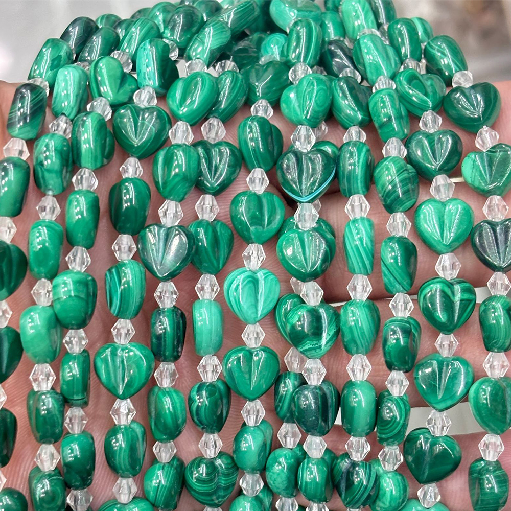 19:10mm [malachite butt heart] 15 pieces