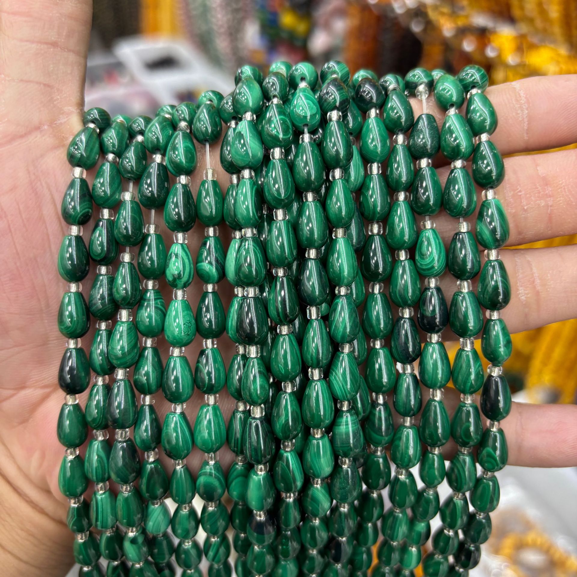 5:6x10mm malachite water drops 32 pieces