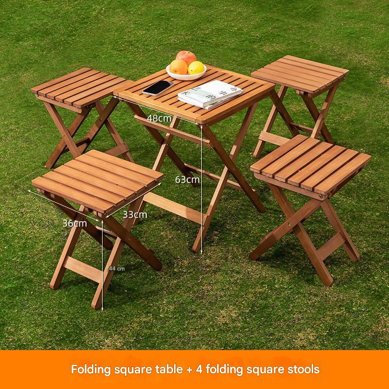 [pine] folding table   folding stool*4