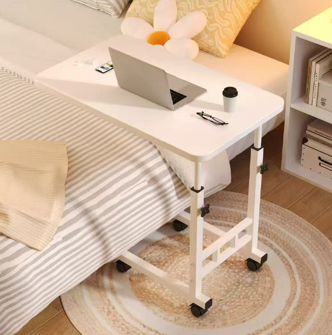 Simple side table with one layer warm white 60*40