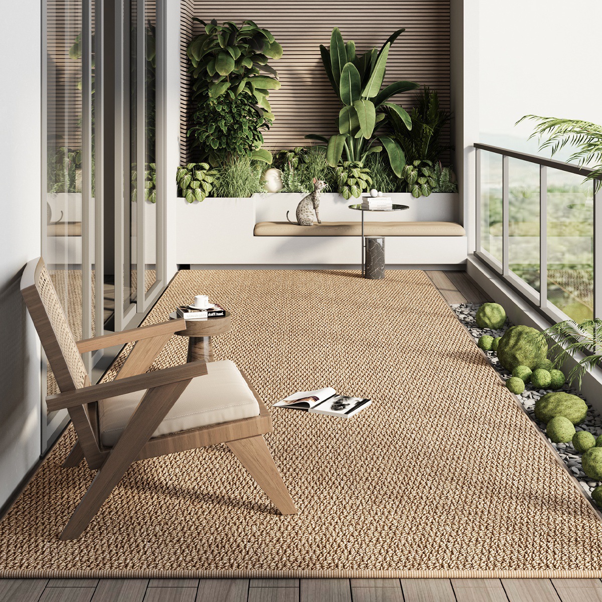 Imitation sisal-balcony camel brown
