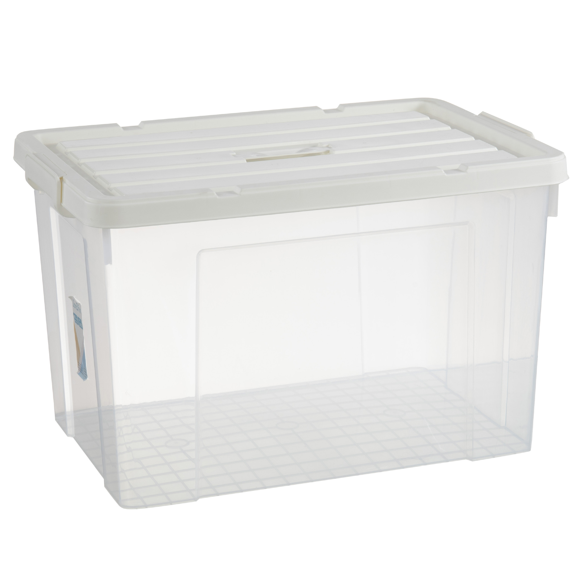 Transparent box with white lid