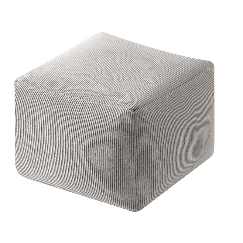 Corduroy pouf-light gray
