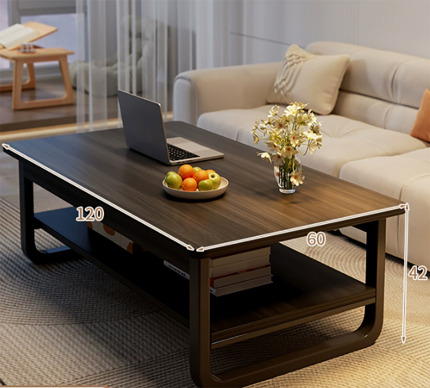 Double-layer non-smoking deep Walnut Black rack 120cm