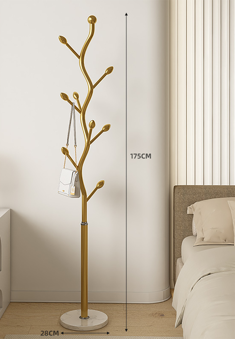 Double s coat rack-light luxury gold [thick white marble]