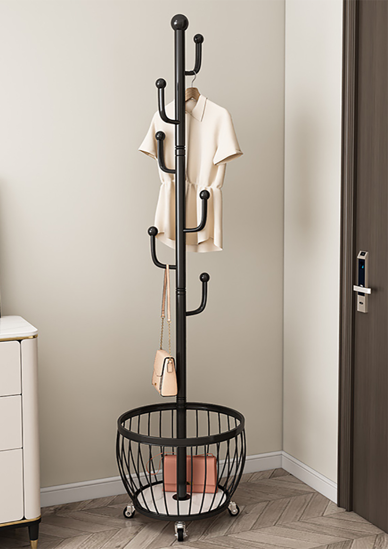 168x40cm[Obsidian Black] 6-hook straight rod cactus-universal wheel