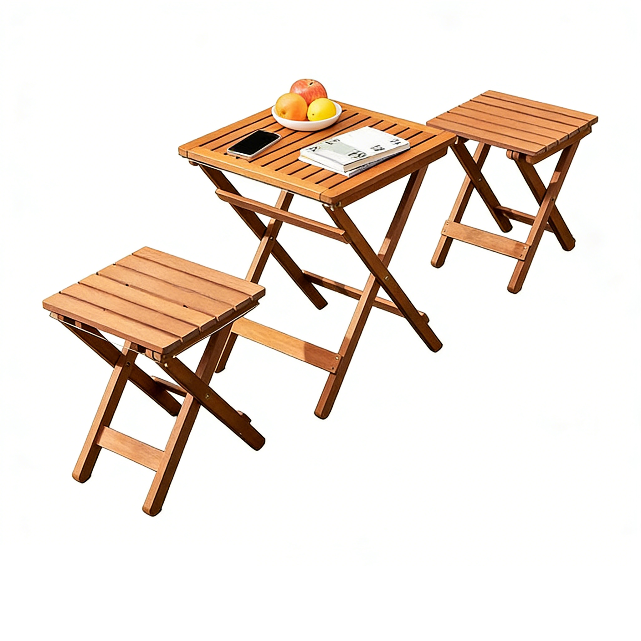 [pine] folding table   folding stool*2