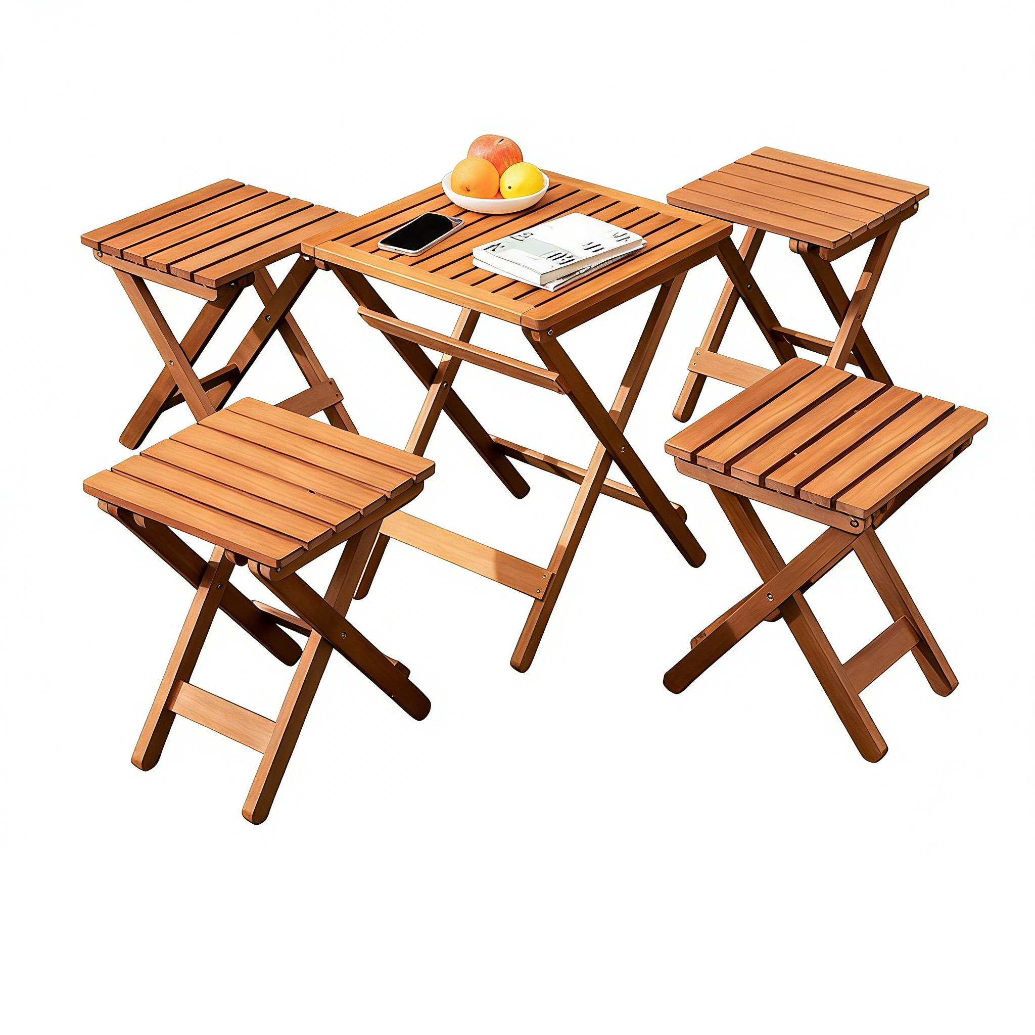 [pine] folding table   folding stool*4