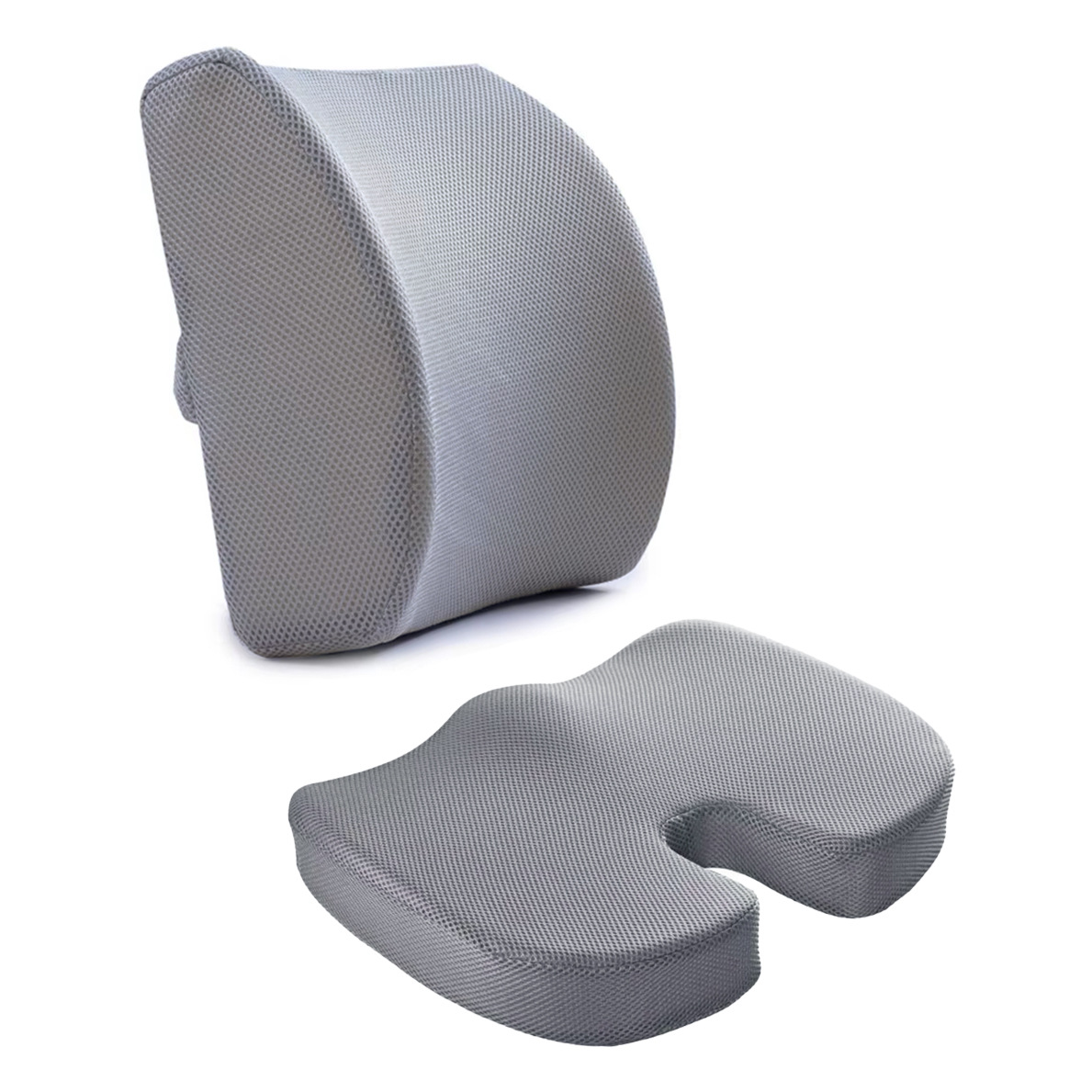 Breathable mesh gray/lumbar cushion combination