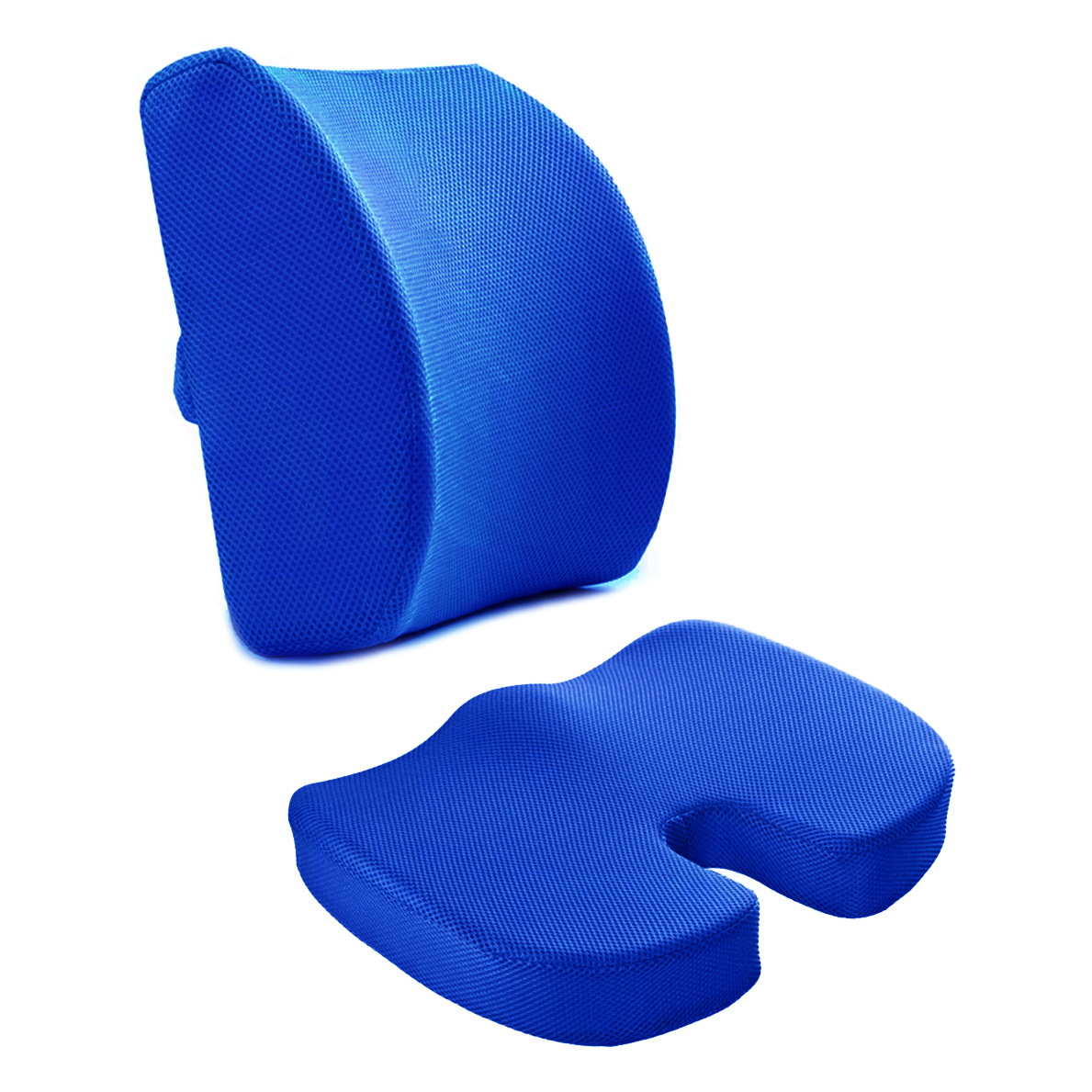 Breathable mesh blue/lumbar cushion combination