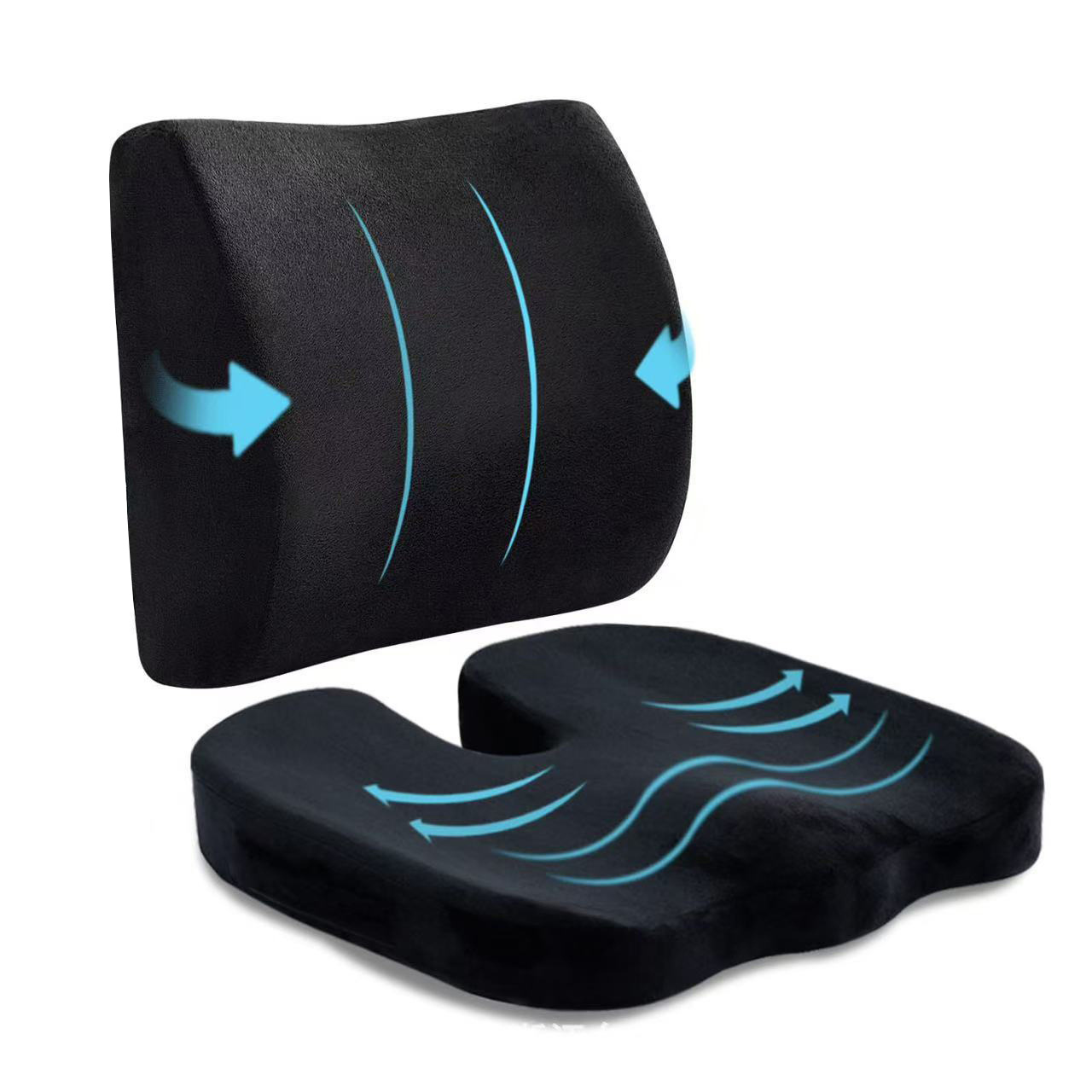 Crystal velvet black/lumbar cushion combination