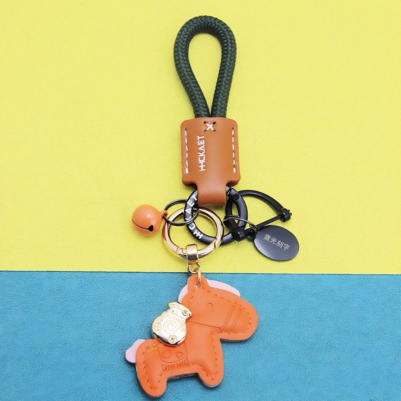 15:Brown leather pony   rope   bell   oval tag