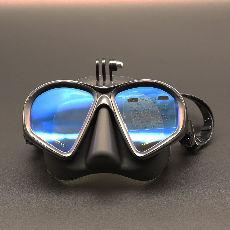 Black and blue mask with bracket