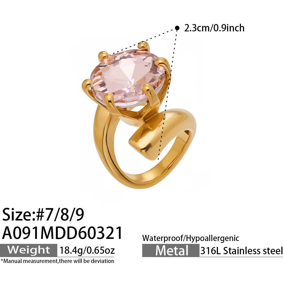 pink zircon - US Size #8