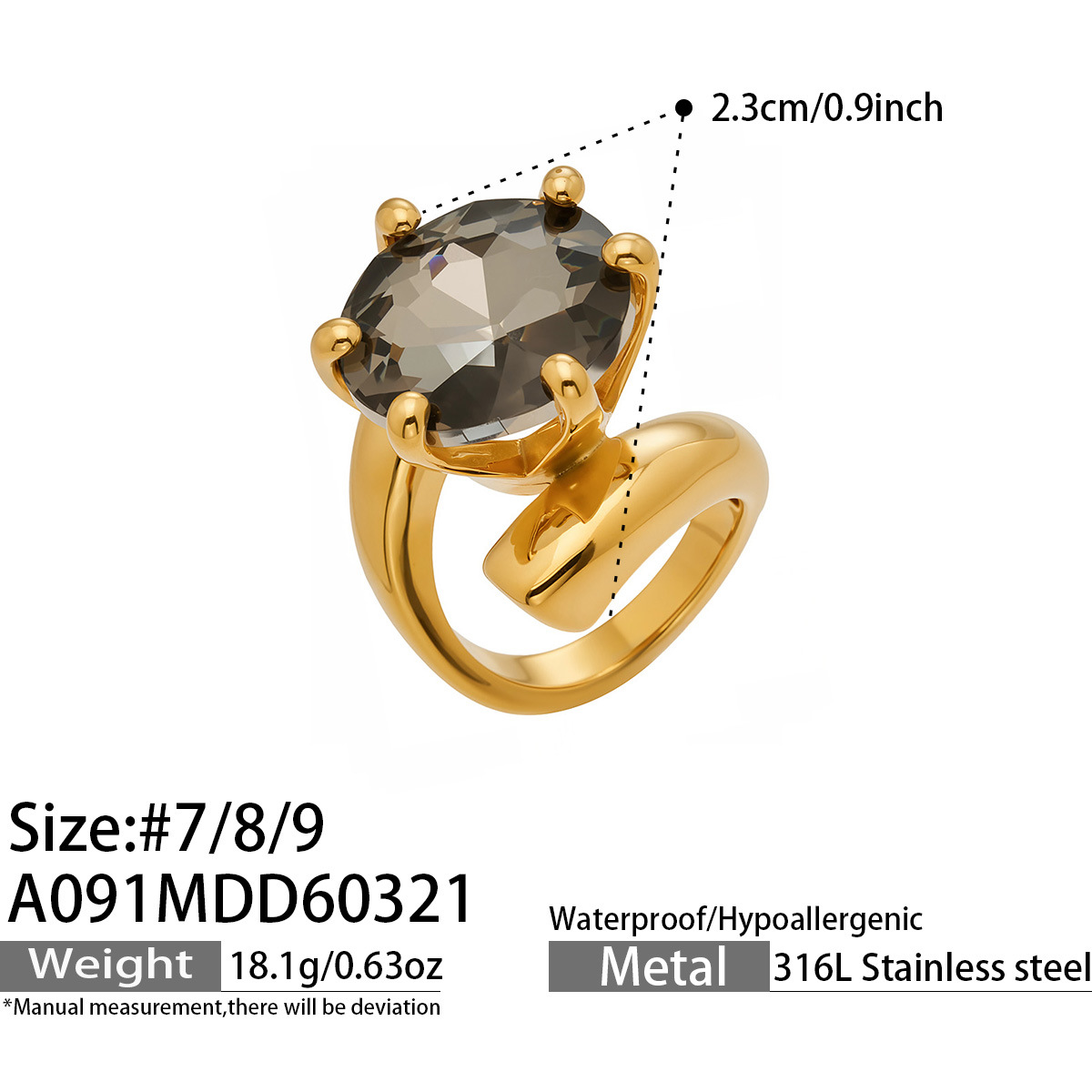 Black zircon - US Size #8