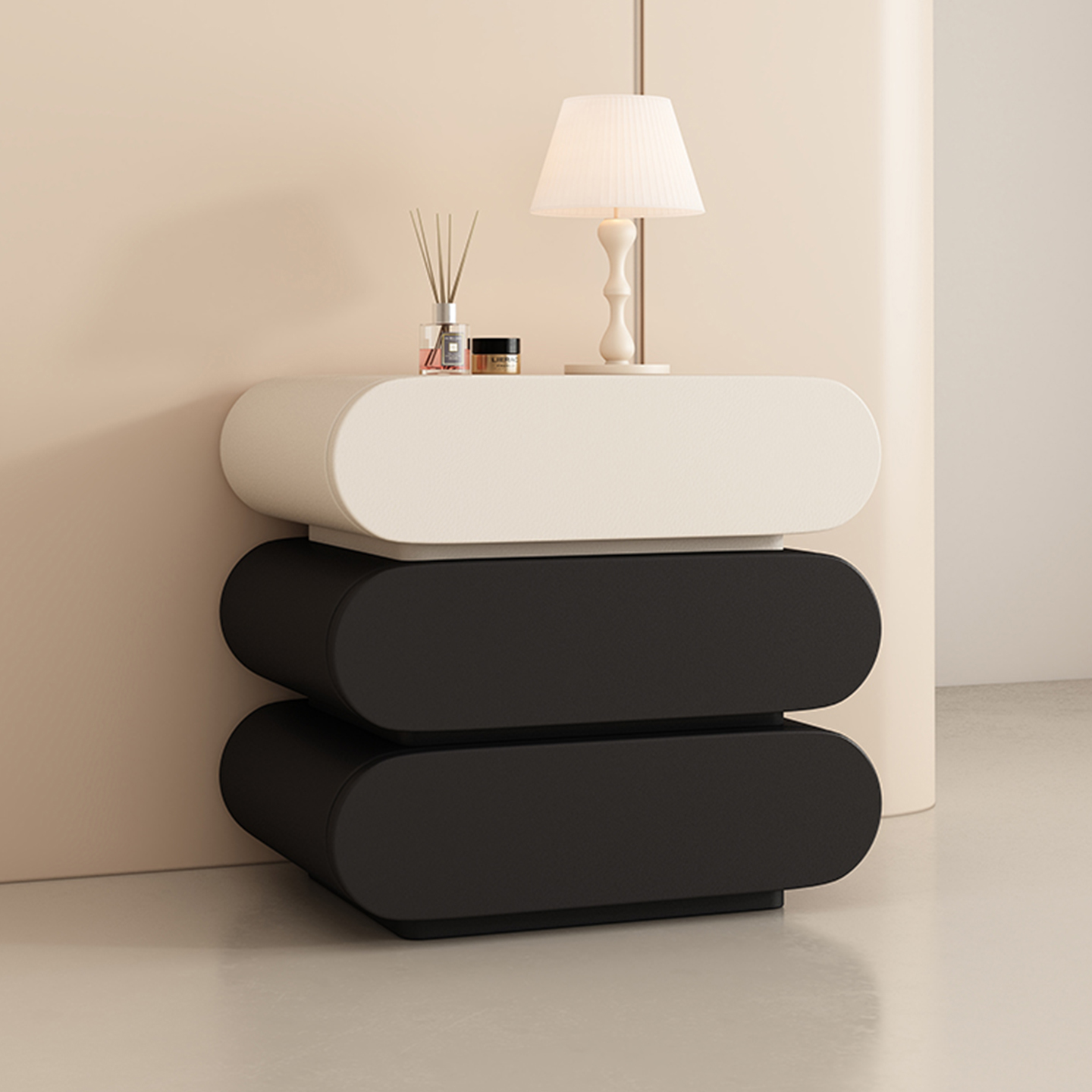 beige and black