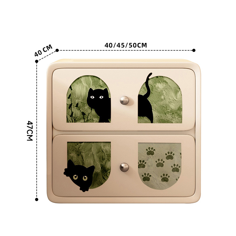 Cream cat-white solid wood 45*47*50cm