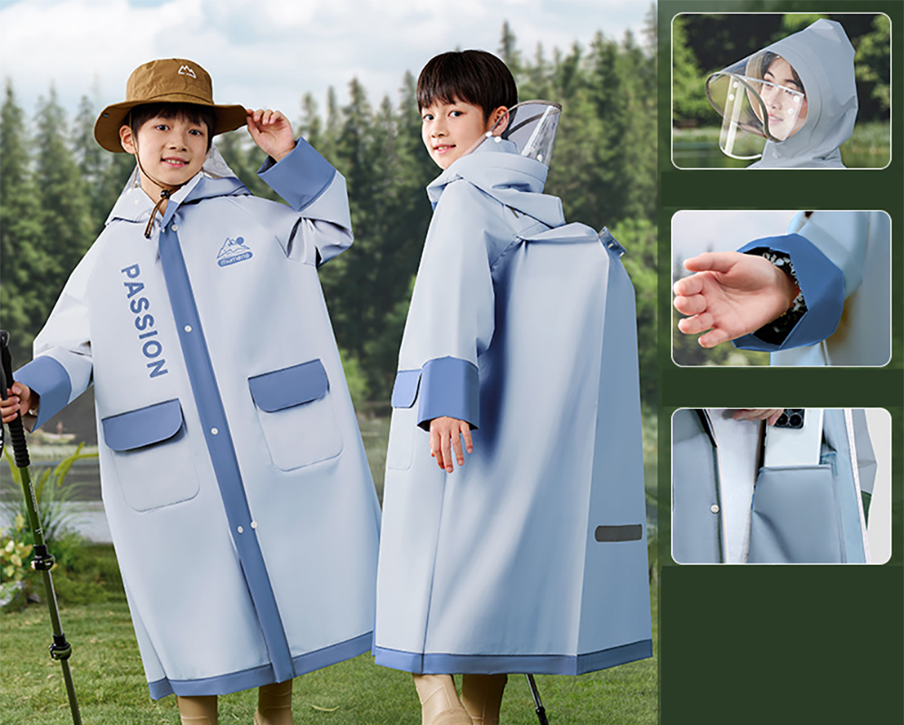 Gulf blue [waterproof double brim   hidden buckle   zipper   retractable school bag compartment   inner and outer pockets   handbag]