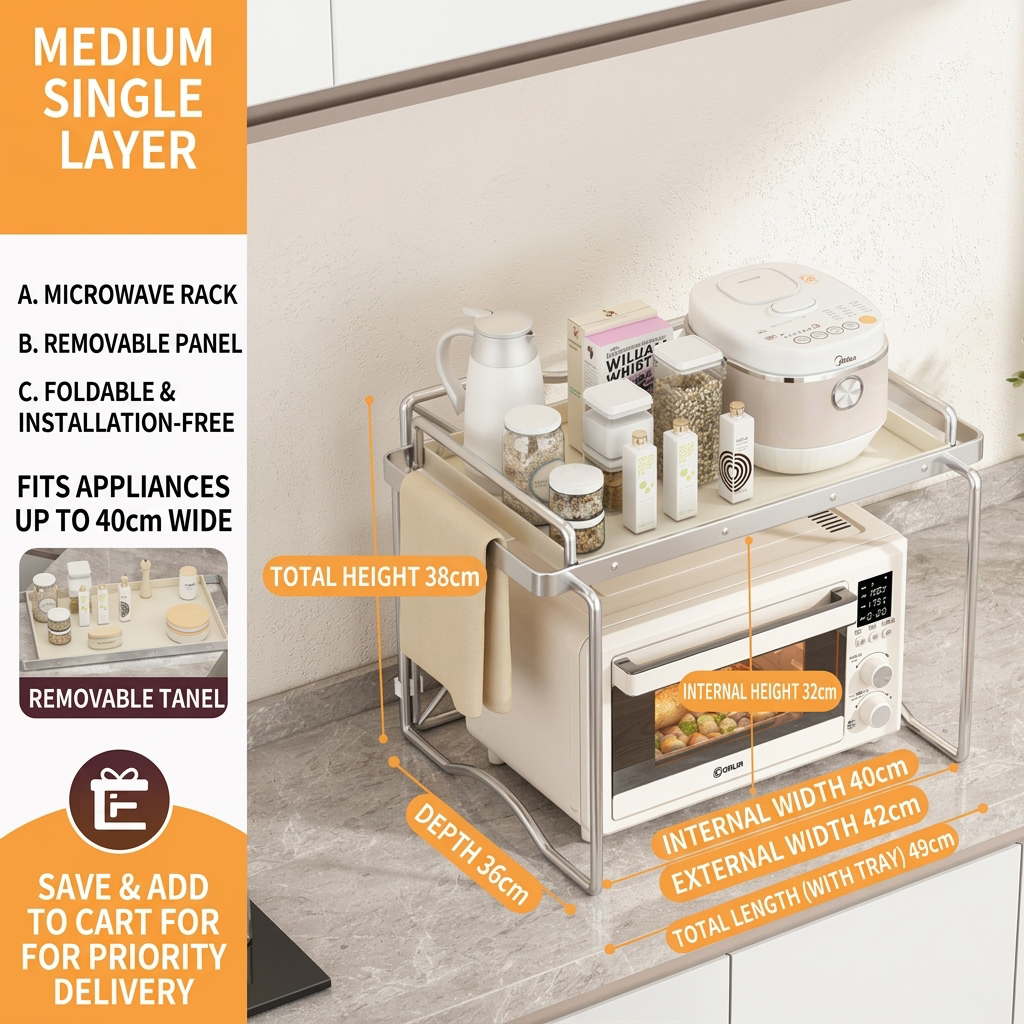 Silver White [medium-single layer] ins Wind microwave oven rack
