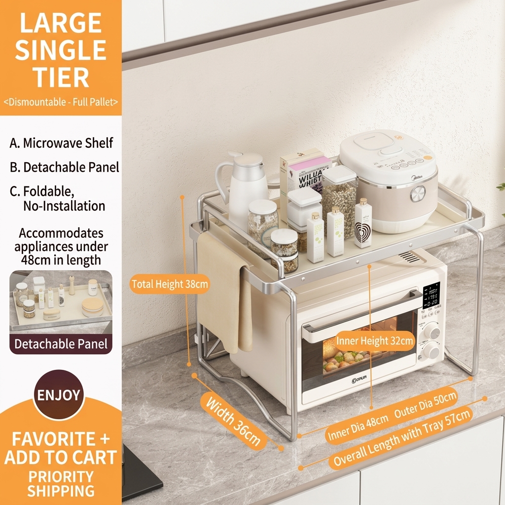 Silver White [large-single layer] ins Wind microwave oven rack